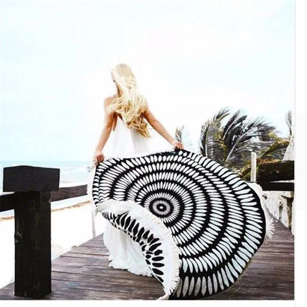 2017 Новая мода пляжные Круглый Полотенце с большой кисточкой банное полотенце