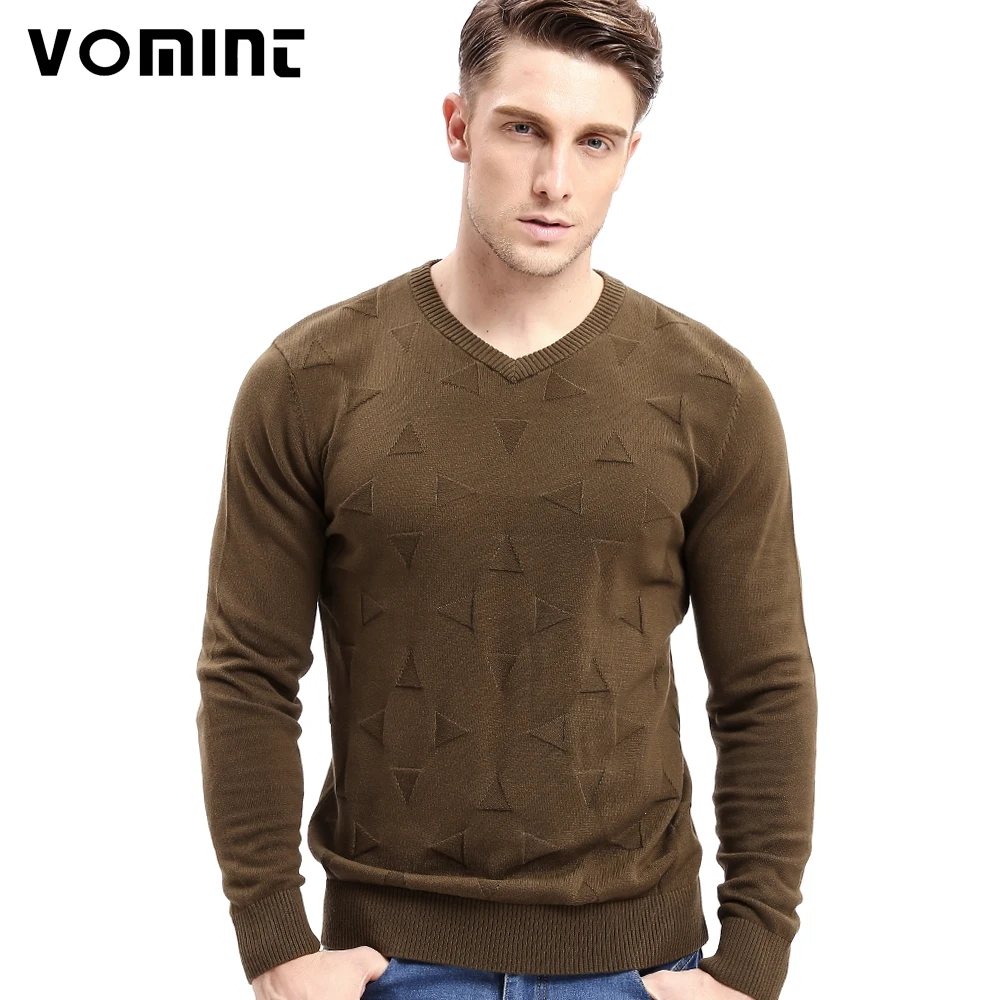 Бренд Vomint хлопковые мужские свитера с v образным вырезом топ окрашенные пуловер