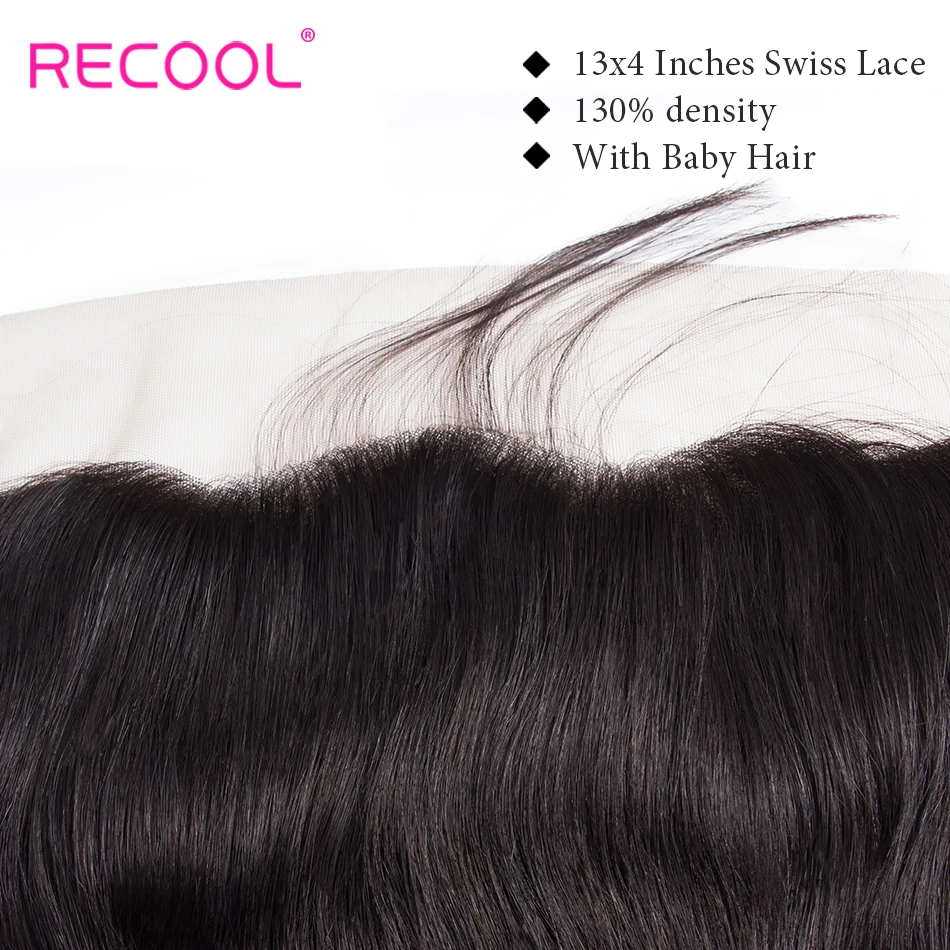 Recool Волосы Кружева Фронтальная застежка с глубокой волной пряди Remy бразильские