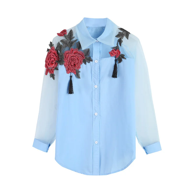 Vadim Горячая продажа Полная Блузка Плюс Размер Blusa Новая розовая вышитая рубашка