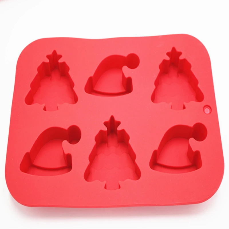 Silicone Mold Creative 6 Even Christmas Tree Hat Shape Soap Mould DIY Cake Decorating Chocolate Baking Tool Hand Made QY54 | Дом и сад