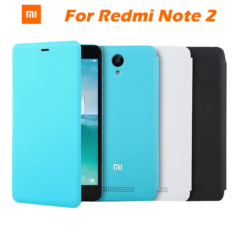 100% Оригинальный чехол для xiaomi redmi note 2 защитный откидной Чехол Матовый кожаный 5