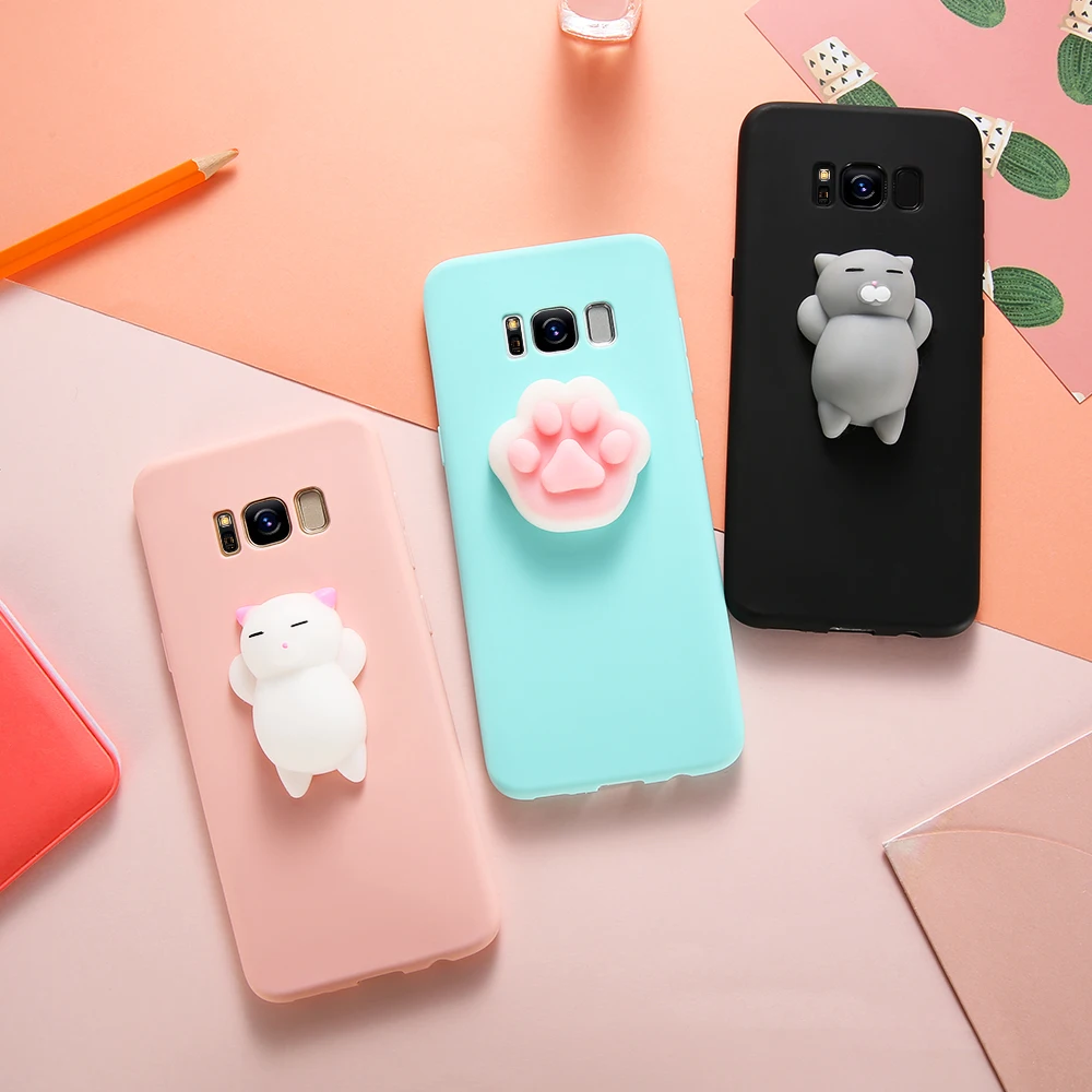 KISSCASE милый мягкий чехол с кошкой для Samsung S7 S6 Edge S8 plus милыми животными телефона Note 8