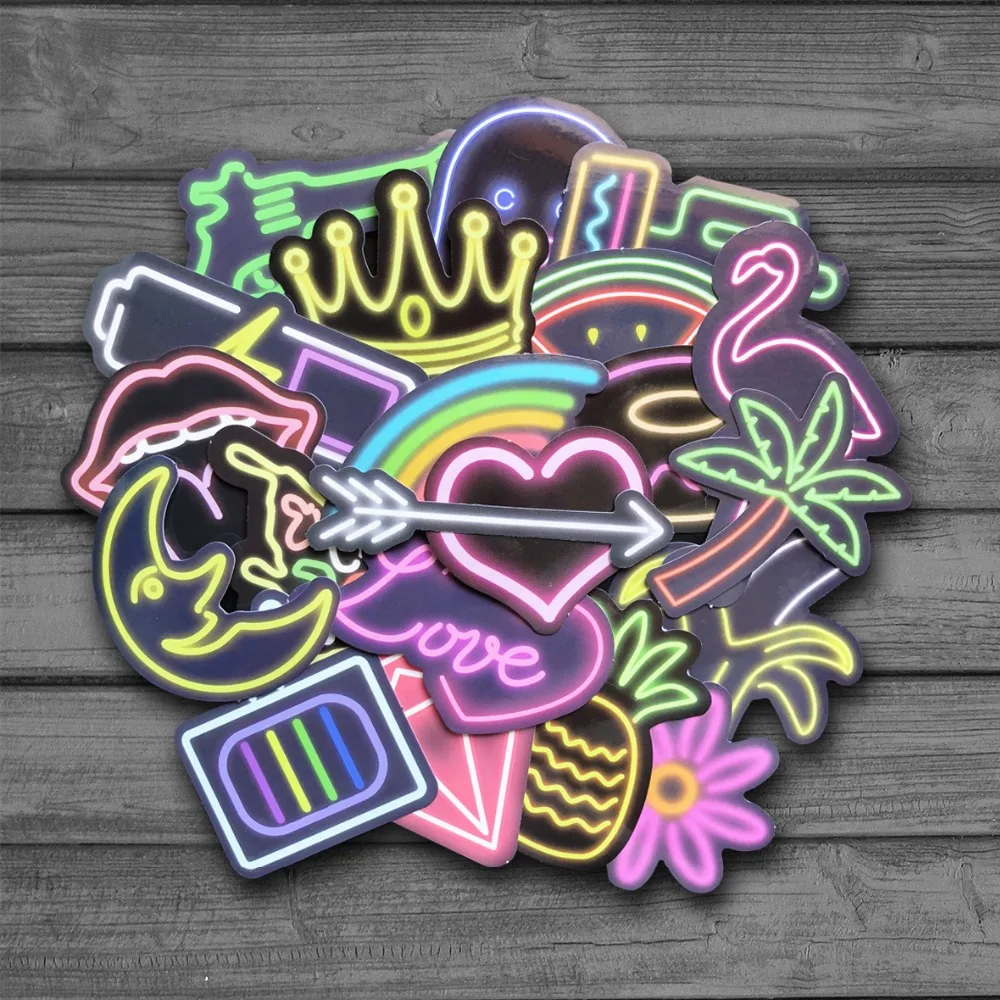 21Pcs/lot Colorful LED Style Funny Stickers For Kids Toy Car Laptop Suitcase Computer Bicycle Phone Skateboard Pad Decal Sticker | Игрушки и