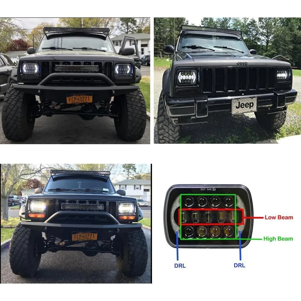 Пара 5X7 дюймов h4 светодиодный сменный для морской Светодиодный луч с DRL 7x6