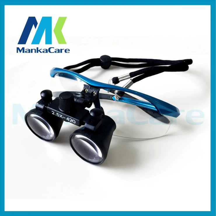 2.5X time Dental Surgical Binocular Loupes Magnifier Glasses 100% original surgical optical glass Blue color Free Shipping