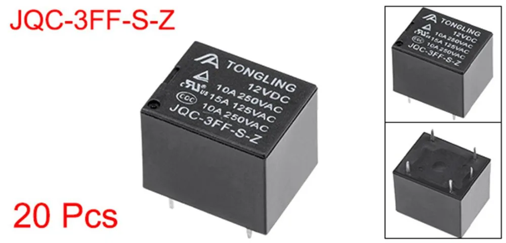 Uxcell 20 шт реле JQC 3FF S Z DC 12 В катушка SPDT 5P PCB электромагнитное питания для