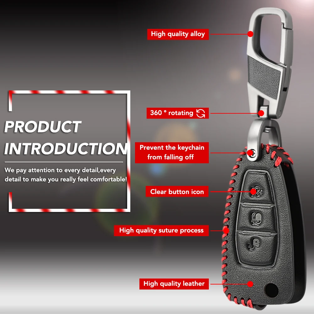 Мужской чехол из натуральной кожи для автомобильных ключей брелок Ford Focus 3 4 MK3 MK4 ST