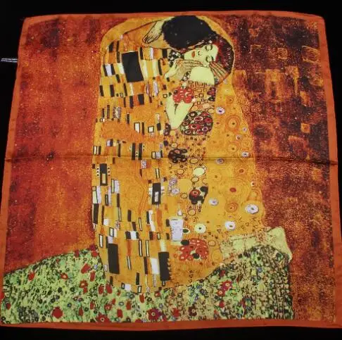 55 см * 2018 Новое поступление женский Klimt картина маслом Поцелуй Дизайн Шелковый