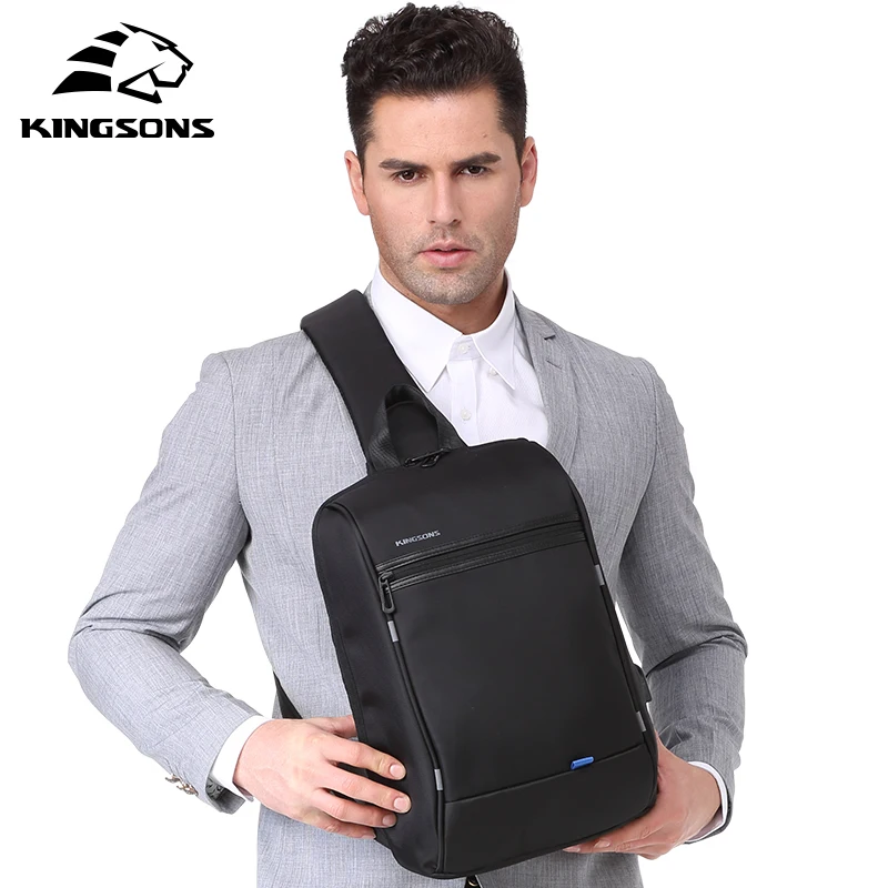 Kingsons 13 ''Sacchetto di Petto Nero Singolo Borse A Spalla Con USB di RICARICA di Nylon