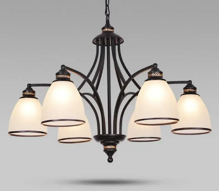 Современные железные стеклянные затеняющие люстры в стиле арт-деко лампы E27 110 В