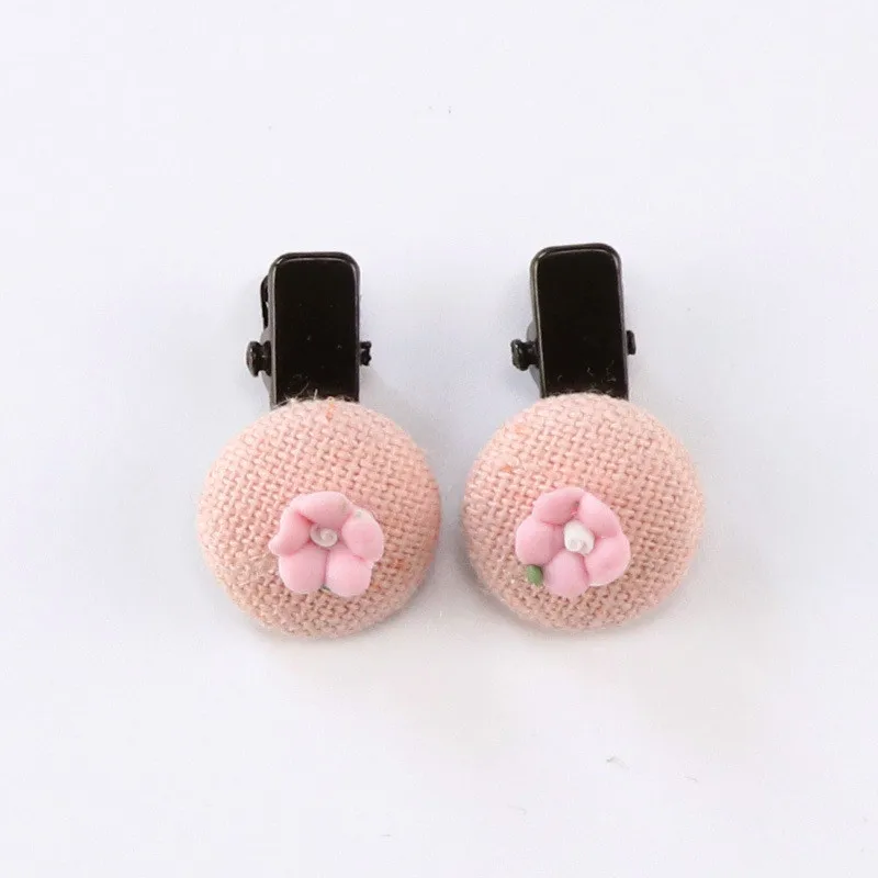 02Lt Pk Flower 2 шт./компл., однотонные клетчатые цветы, заколки для волос, маленькая девочка, бутик, милые звезды, резинки для волос для детей, детские украшения для волос - Цвет: 02Lt Pk Flower