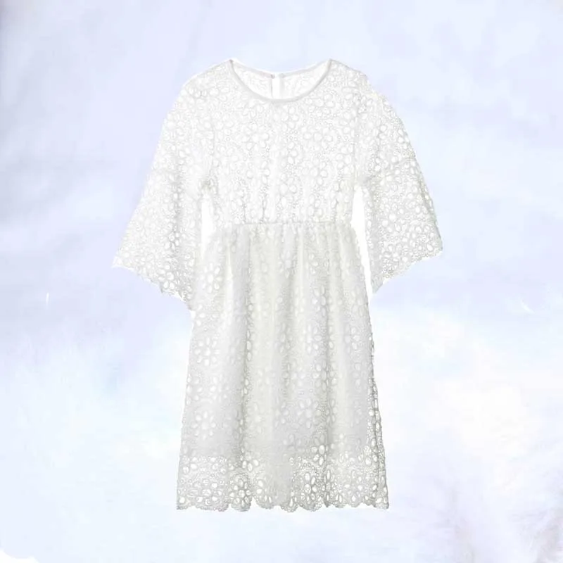 2019 одинаковые комплекты для семьи Белое Женское кружевное платье платья мамы и