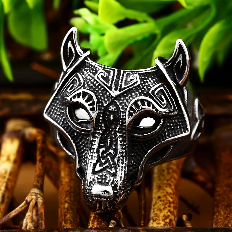 

Beier new store 316L Stainless Steel Viking Nordic wolf of Thor Norse High Quality all gold wolf jewelry men ring LLBR8-534R