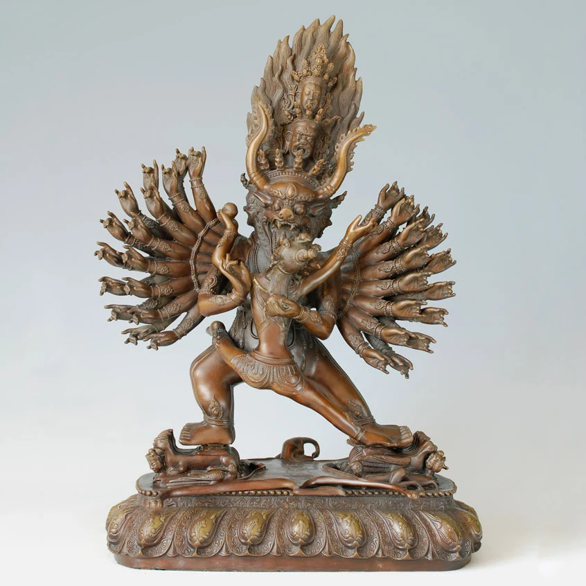 Large Bronze Buddha Yamantaka Statue Sculpture gifts Religious India Pure Copper Figurine | Дом и сад