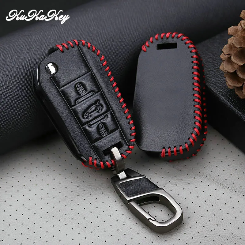 Чехол для автомобильного ключа KUKAKEY из натуральной кожи Citroen Triunph Sega CACTUS C5 C3 C4L AIRCORSS