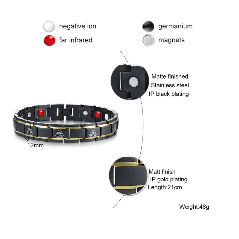 Магнитные браслеты Vnox из германиевой стали для мужчин мужское украшение с био