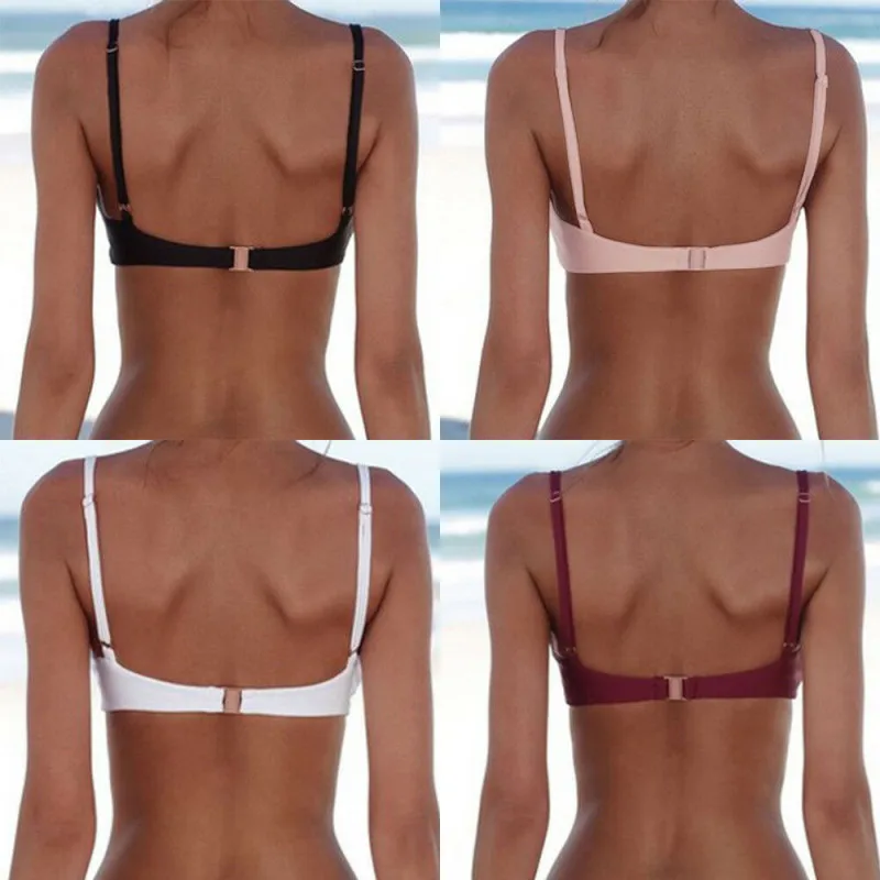 Модное женское Бандажное бикини с эффектом пуш-ап однотонные летние популярные