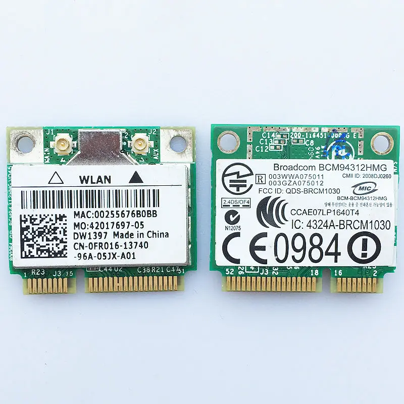 DW1397 BCM94312HMG Wi Fi Фрези для Dell FR016 KW770 BRCM1030 54 Мбит/с Половина Mini PCI E модуль карты 1440