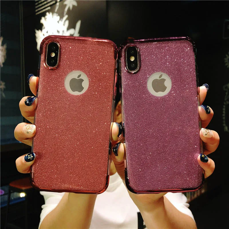 TPU Glitter Phone Case For iphone 7 6 6s 8 Plus X Cover XiaoMi A2 A1 RedMi S2 Note 4X 6A 5A Pro 4A 4 Silicone Bling Soft |