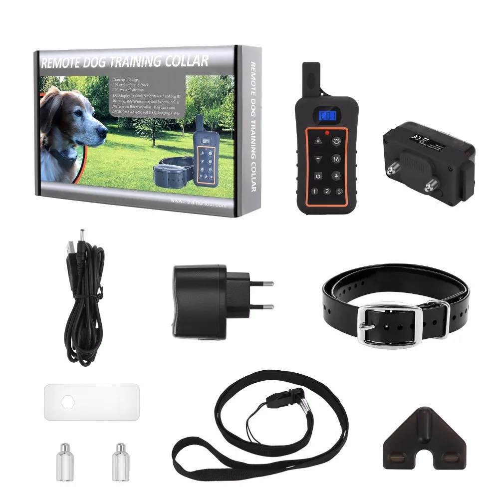 Dog Training Collar Waterproof &amp Rechargeable 1200 meters Range Remote Shock |