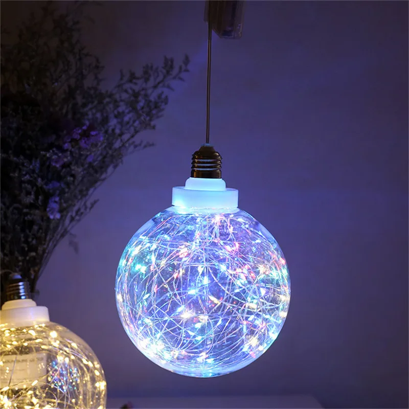 Multi color Глобус светодиодный светильник с питанием от аккумулятора люстра прозрачный пластиковый шар медный провод струнный светильник подвесной ночник декоративный светильник подарок для дома - Испускаемый цвет: Multi color