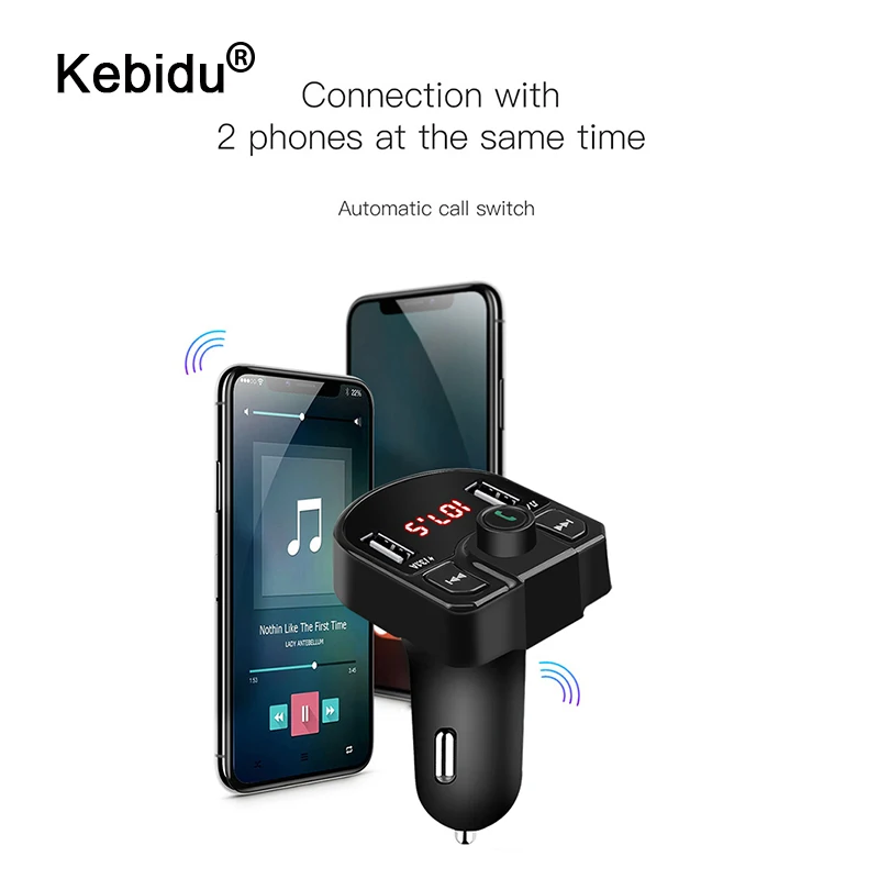 Kebidu 3.1A Dual USB Bluetooth Автомобильный Зарядное устройство телефона FM передатчик MP3