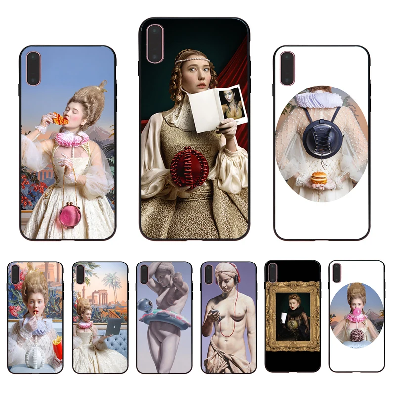 

IMIDO Classical sculpture modern lifestyle Soft silicone phone case for iphone 7 8 X XS XR XSmax 6 5/6S 7/8/6s/6plus 5 se shell