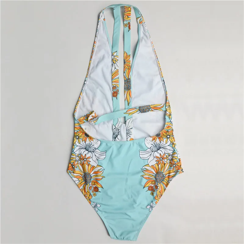Sun Flower One Piece Monokini Swimsuit Women Swimming Suit Bathing Suits Bodysuit Cut Out Swim Wear 2017 maillot de bain femme | Спорт и