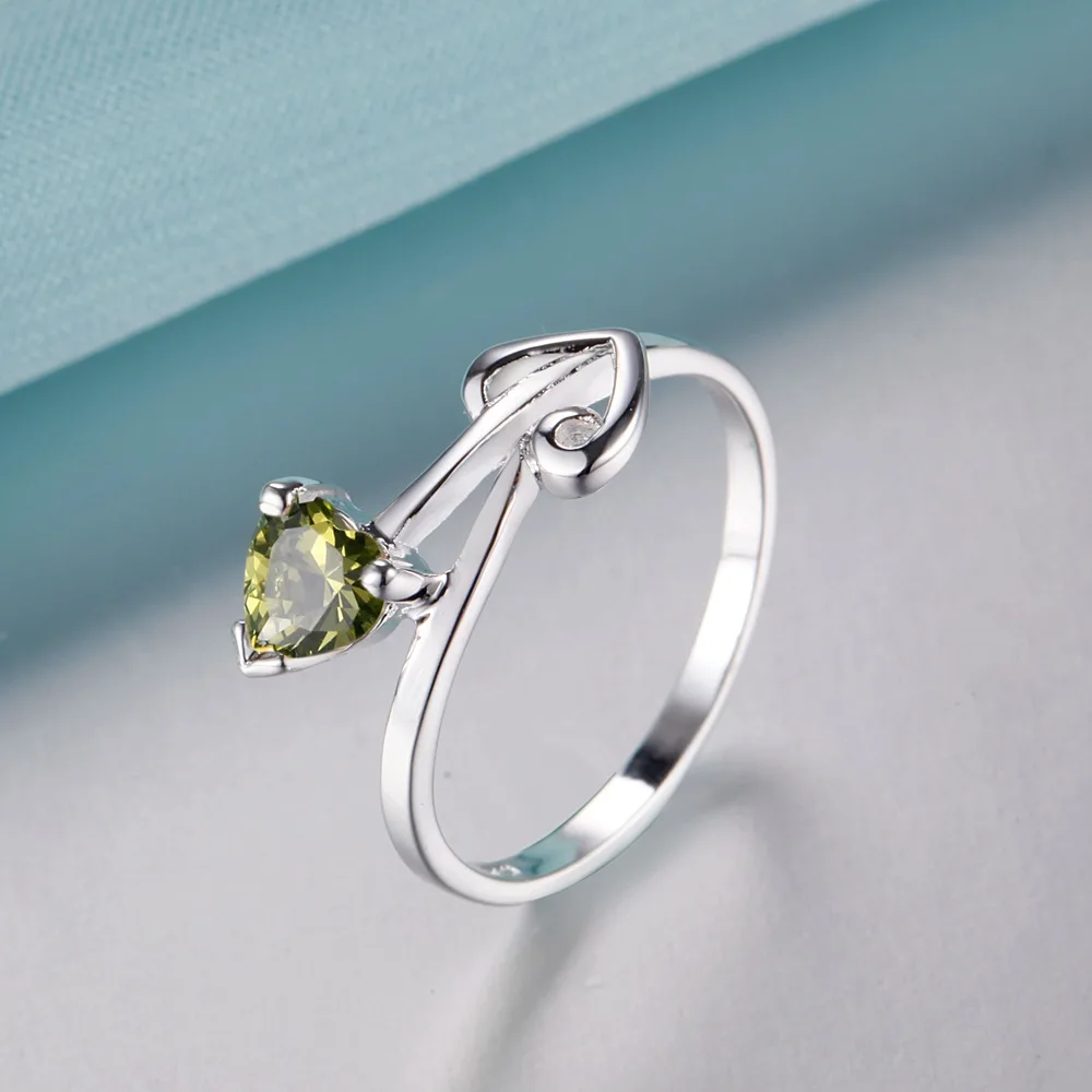 Серебряное кольцо с темно-зеленым Цирконом love heart модное серебряное ювелирное