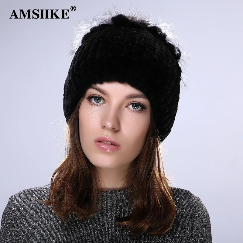 AMSIIKE Шапка из Бобра с Бубоном Ченрнобурки TM713 | Аксессуары для одежды