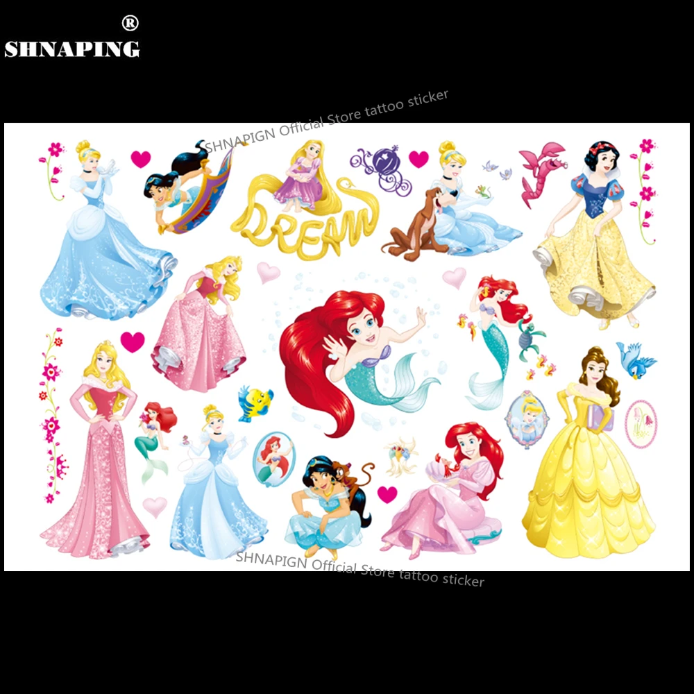SHNAPIGN Принцесса Русалочка дети мультфильм временная наклейка Модный летний стиль
