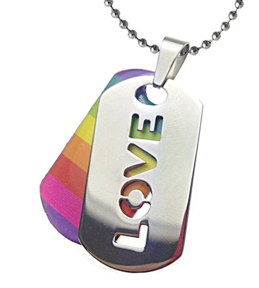 2 шт. Любовь Радуга собака тег ЛГБТ геев и лесбиянок гордость ожерелье|dog tag|lesbian