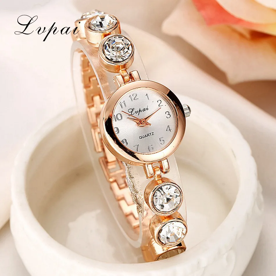 Lvpai Бренд Кварцевые Часы Женщины Платье Мода Наручные Кристалл Золото Серебро