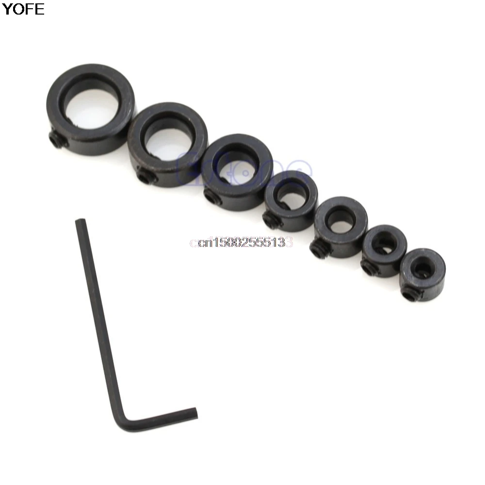 

7Pcs Drill Bits Drill Depth Stop Collars & Hex Wrench For Drill Bits Consistent Drilling