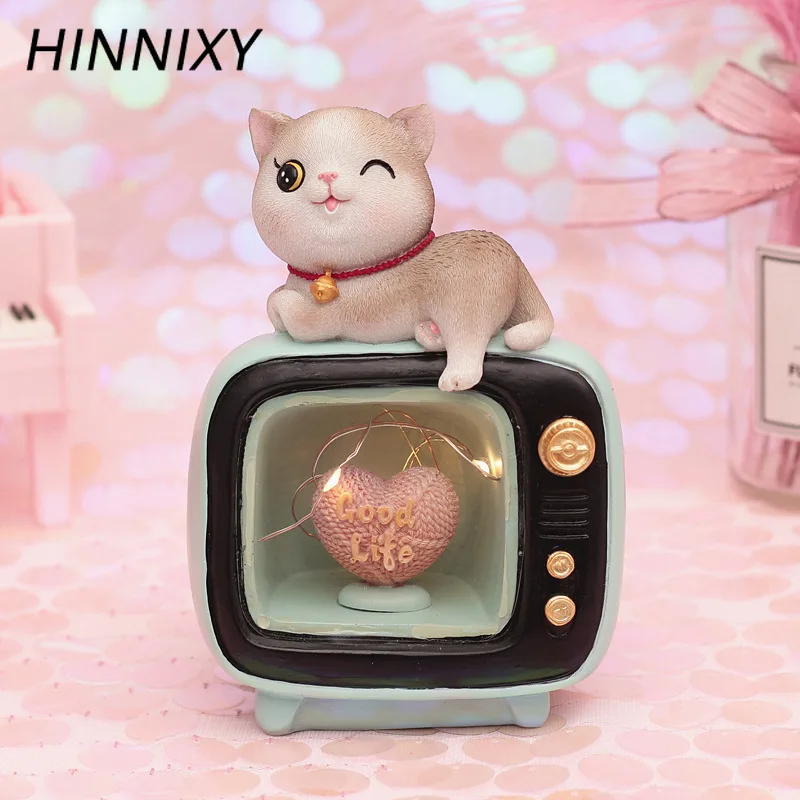 Hinnixy Ретро смоляный ночник для девочек украшения спальни светящаяся ТВ лампа в