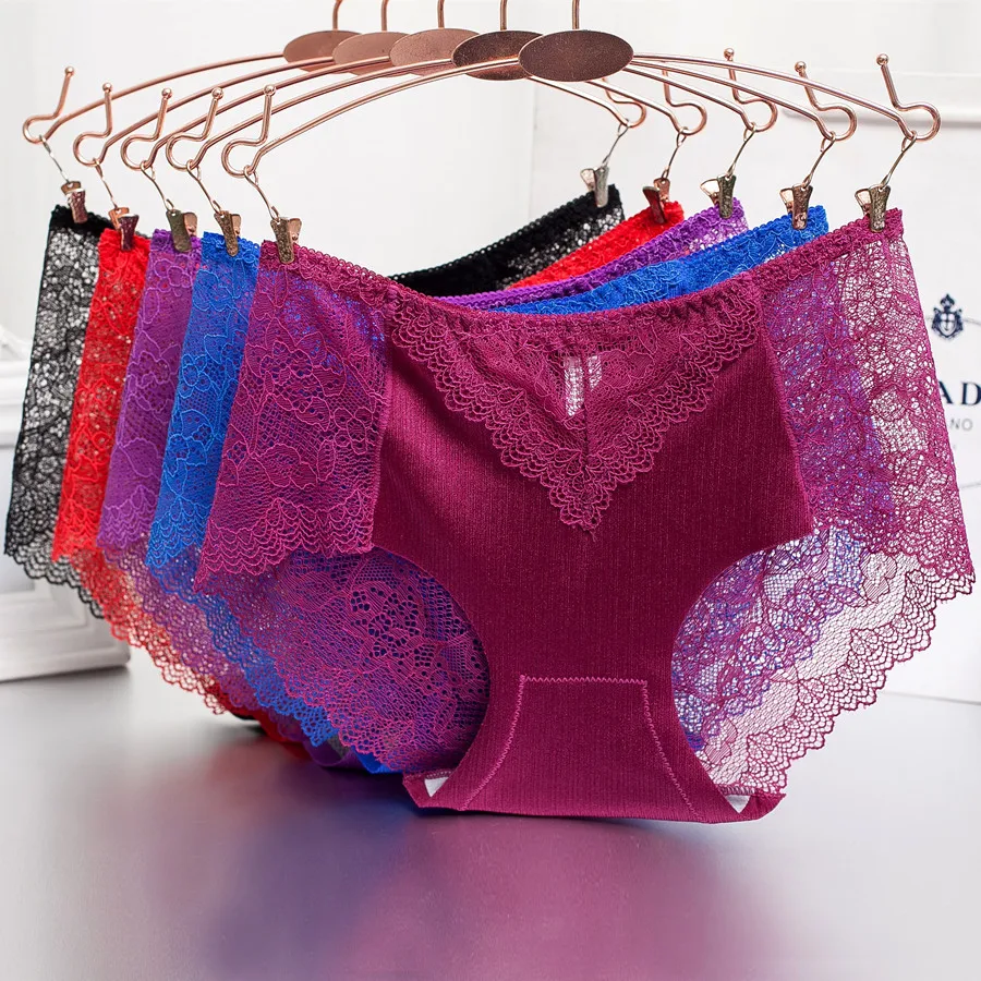 Женские кружевные трусы Calcinhas бесшовные с высокой талией нижнее белье для женщин