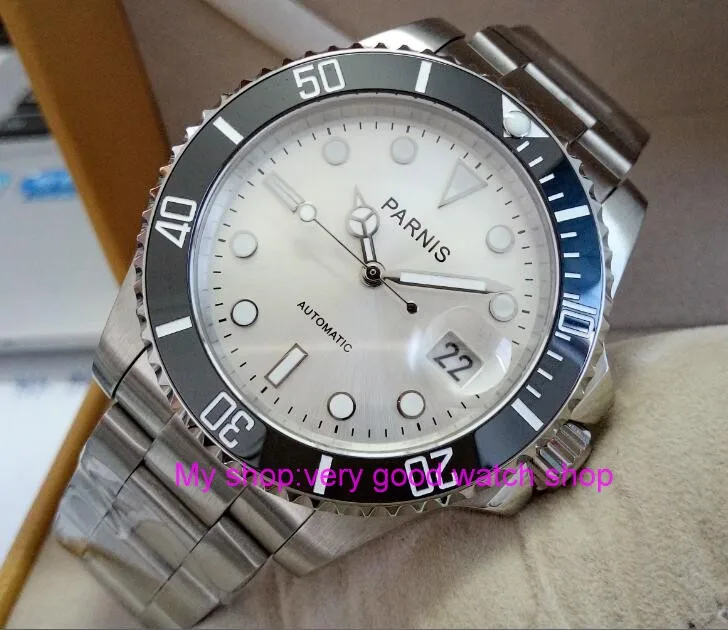 40 мм PARNIS автоматические самообветренные 21 драгоценности движение черный