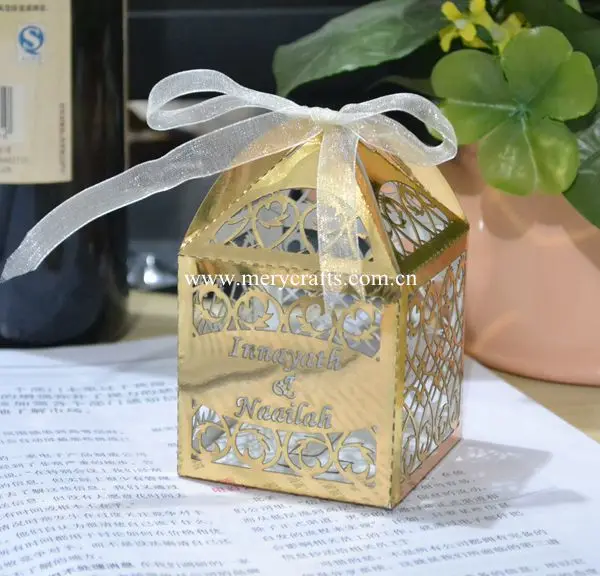 

Best selling filigree laser cut paper crafts wedding gift box from Mery China