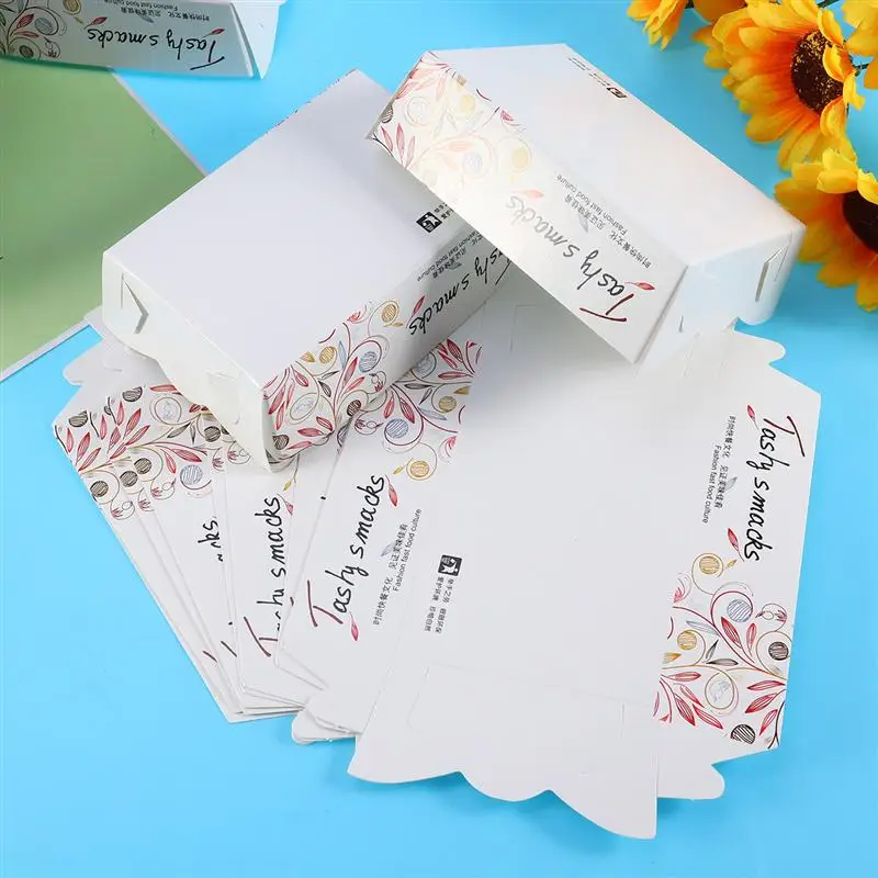 ROSENICE 100pcs Disposable Hot Dogs French Fries Bakery and Fried Food Packing Box Case Paper Serving Food Tray