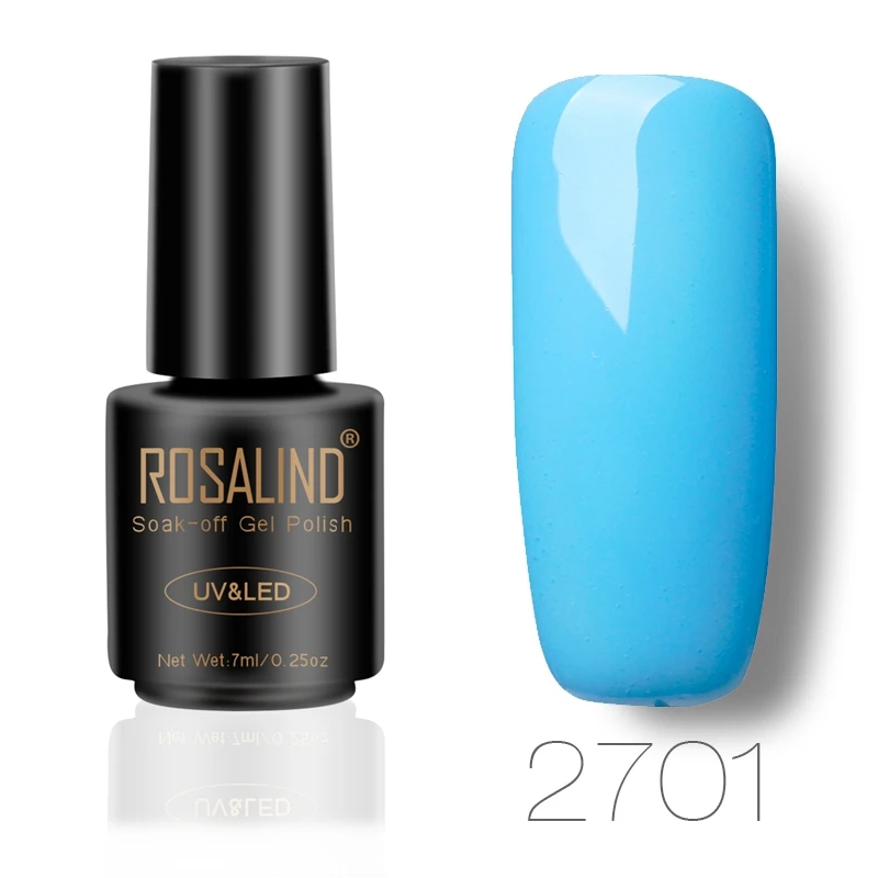 2701 ROSALIND 7 мл, флакон, черный цвет, чистый цвет, набор для полировки ногтей, лак, УФ светодиодный, впитывающий Полупостоянный лак для ногтей - Цвет: 2701