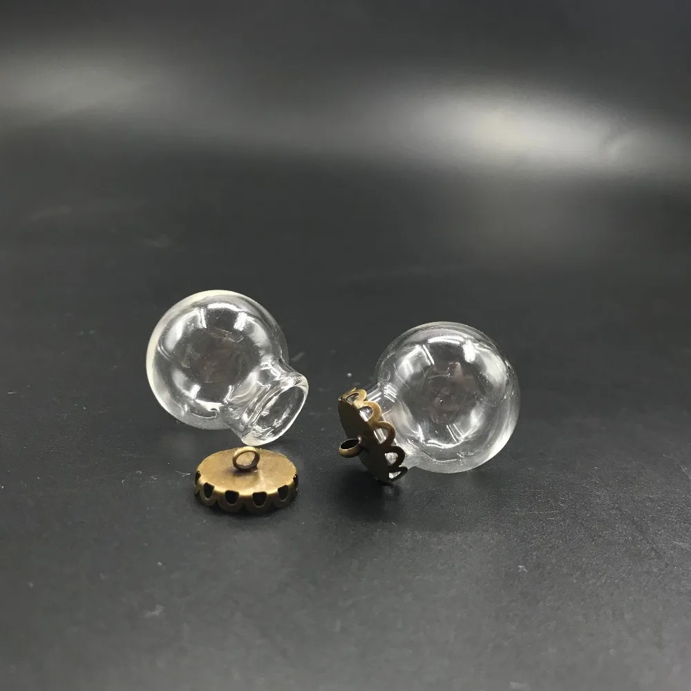 20x12mm Mini Terrarium glass globe bubble bronze base tray necklace lanugo vial pendant DIY wishing bottle wed decor gift 100pcs | Дом и сад