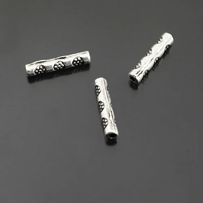 

(27419)100PCS 14x3MM Antique Style Zinc Alloy with Flower Long Cylindrical Spacer Beads Bracelets Beads Findings Accessories