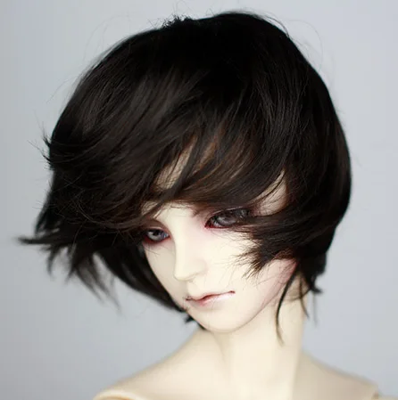 

Натуральные коричневые и черные микрокатушки имитация мохера короткие волосы доступны для 1/3 1/4 BJD SD DD дяди куклы парики