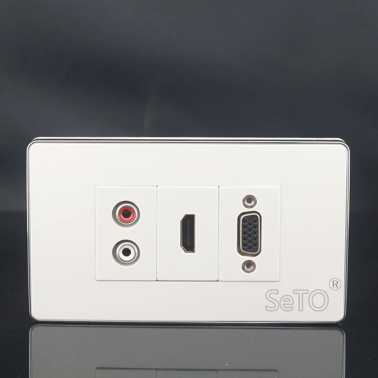 SeTo 120 тип один порт красный и белый аудио + HDMI VGA Панель настенная панель Разъем