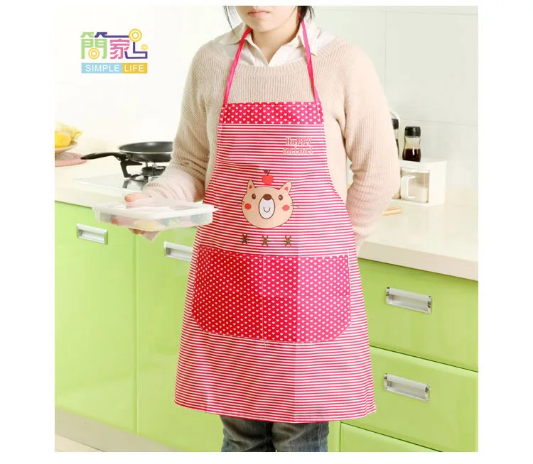 New Brand Cute Lovely Dot Kitchen Aprons Double layers waterproof with Pocket For Women Girls Cooking Bib Apron print logo | Дом и сад