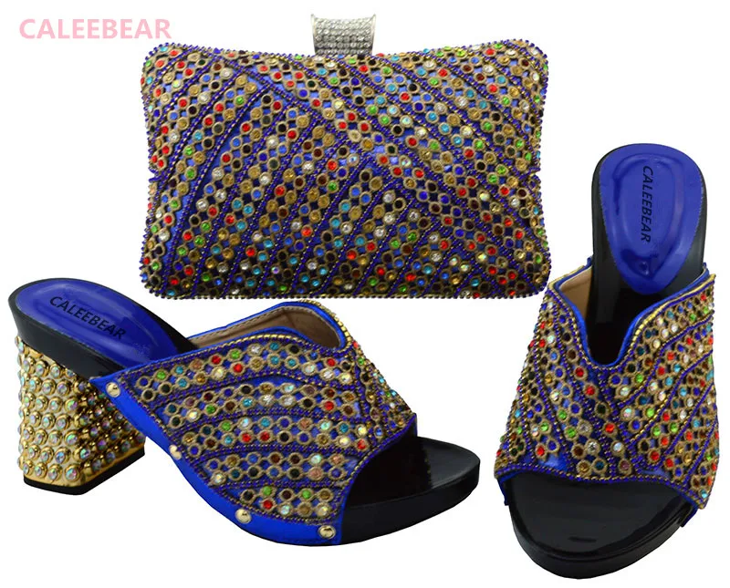 Индивидуальный заказ Золото Африки Комплект из обуви и сумочки Muit Стразы Лето