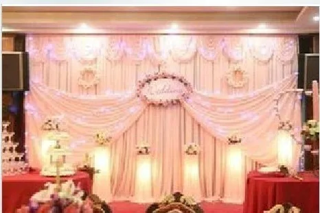 

3m*6m wedding stage curtain wedding background drop curtain wedding backdrop curtain with swag wedding drapes