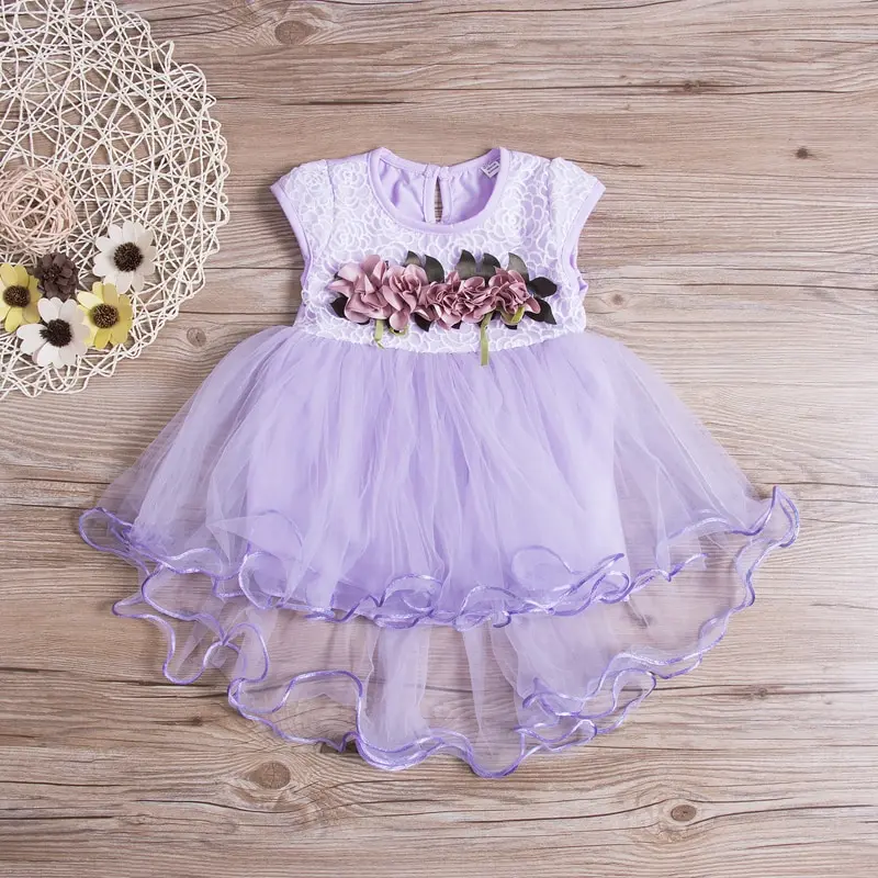 

Summer 2019 Baby Girls Floral Dress Princess Party Wedding Sleeveless Lace Cotton Tulle Dresses 0-3Y