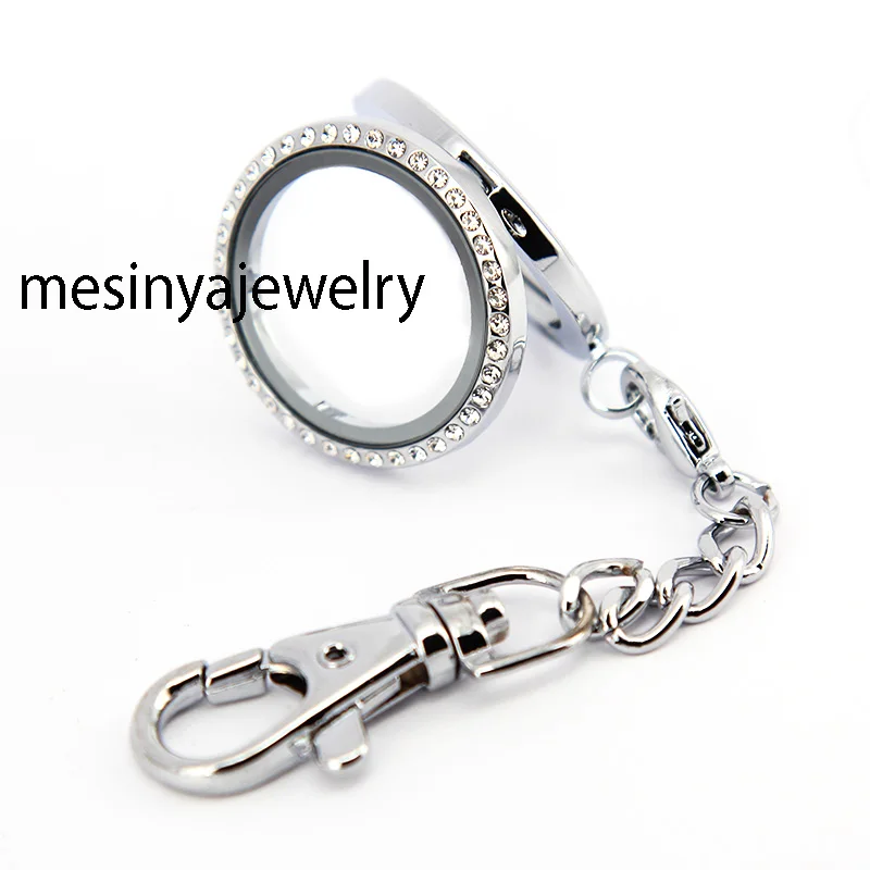 10 шт. плавающие брелоки для запоминания живых 30 мм, брелок для ключей из хрустального стекла, стеклянный медальон в комплекте